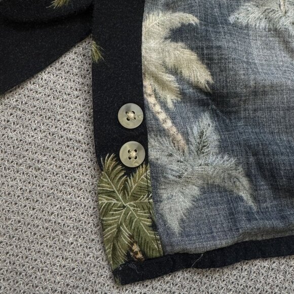 Vintage Consensus Sportswear Hawaiian Shirt Size L Black Palm Tree Pin-Up Girl - Picture 4 of 13